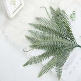 2 Stems | Frosted Green Artificial Boston Fern Leaf Plant Indoor Spray