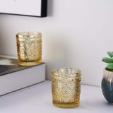 6 Pack | Gold Mercury Glass Primrose Candle Holders, Votive Tealight Holders