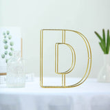 8" Tall | Gold Wedding Centerpiece | Freestanding 3D Decorative Wire Letter | D