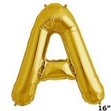 16" Shiny Metallic Gold Mylar Foil Alphabet Letter & Number Balloons