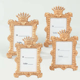 4 Pack Gold Resin Vintage Crown Photo Frames Party Favors, Rectangle Mini Picture Frame