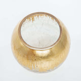 4inch Gold Foiled Crackle Glass Bud Vase Table Centerpiece, Bubble Bowl Round Flower Vase