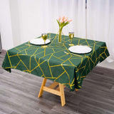 54"x54" Hunter Emerald Green Polyester Square Overlay With Gold Foil Geometric Pattern