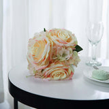 2 Bushes | Pink Artificial Silk Rose & Hydrangea Flower Bouquets