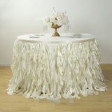 17FT Ivory Curly Willow Taffeta Table Skirt