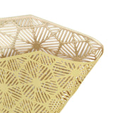 6 Pack Gold Vinyl Placemats, Geometric Woven Non-Slip Dining Table Mats 15"#whtbkgd