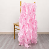 5 Pack Pink Curly Willow Chiffon Satin Chair Sashes