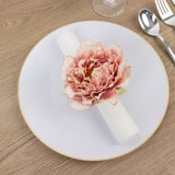 4-Pack Napkin Holders with Silk Peony Flower – Pink Floral Napkin Rings for Dining Table Settings