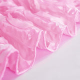 72x72inch Pink 3D Rosette Satin Table Overlay, Square Tablecloth Topper