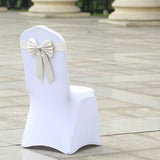 5 Pack | Ivory | Reversible Chair Sashes with Buckle | Double Sided Pre-tied Bow Tie Chair Bands | Satin & Faux Leather