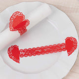 12 Pack Red Shimmery Laser Cut Heart Paper Napkin Holders Bands with Lace Pattern