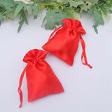 12 Pack | 4x6inch Red Satin Drawstring Wedding Party Favor Gift Bags