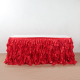 Taffeta 17ft Table Skirt Red - Cascading Curly Willow Style Table Cover