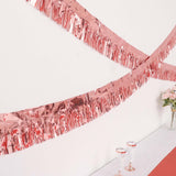 16ft Metallic Blush/Rose Gold Foil Tassel Fringe Backdrop Banner, Tinsel Garland Decor