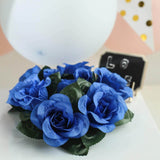 4 Pack | 3inches Royal Blue Artificial Silk Rose Flower Candle Ring Wreaths