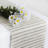 Natural Striped Burlap Rustic Table Runner | Jute Linen Tabletop Decor | 14Inchx108Inch#whtbkgd