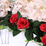 6ft | 20 Red Artificial Silk Roses Flower Garland, Hanging Vine