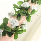 6ft | Silver Artificial Silk Rose Garland UV Protected Flower Chain