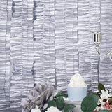 3 Rolls | 28ft Silver Ruffled Tissue Paper Party Streamers, Crepe Paper Backdrop Decorations