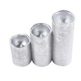 Set of 3 | Metallic Silver Flameless Candles | Battery Operated LED Pillar Candle Lights with Remote Timer - 4"|6"|8"