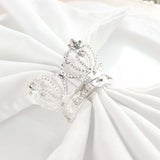 4 Pack | Silver Metal Crown Rhinestone Napkin Rings, Royal Bling Napkin Holders