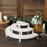 Set of 3 | Rustic Whitewashed Half Moon 3-Tier Wooden Cupcake Stands