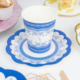 24 Pack | Vintage Mixed Floral Disposable Tea Cup And Saucer Set