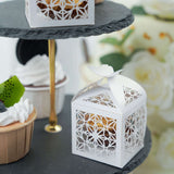 25 Pack | White Butterfly Top Laser Cut Lace Favor Candy Gift Boxes