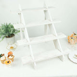 21inch Rustic Whitewashed 4-Tier Wooden Ladder Shelf Cupcake Stand