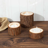 Set of 3 | Assorted Rustic Wood Slice Tealight Candle Holders