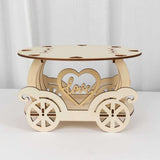 12inch Natural Wooden Carriage Cupcake Holder with Round Display Plate, Laser Cut Wedding Cake Stand