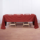 60"x126" Black Red Buffalo Plaid Rectangle Tablecloth, Checkered Polyester Tablecloth