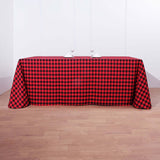 Buffalo Plaid Tablecloth | 90x156 Rectangular | Black/Red | Checkered Polyester Linen Tablecloth