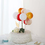 14 Pcs | Confetti Balloon Cake Topper Kit, Mini Balloon Garland Cloud Cake Decorations - Clear, Gold, Red and White