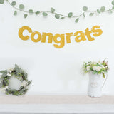 3ft Gold Glittered Congrats Paper Hanging Garland Banner Party Decor