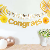 3ft Gold Glittered Congrats Paper Hanging Garland Banner Party Decor