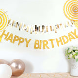 Gold Glittered Happy Birthday Paper Hanging Garland Banner Party Decor