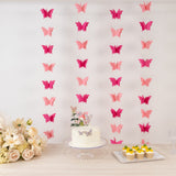 2 Pack 9ft Pink 3D Paper Butterfly Hanging Garland Streamers, Party String Banners