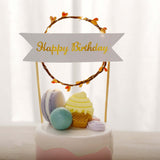 LED Light Up Wreath Happy Birthday Banner Cake Topper, Blinking Cake Decoration