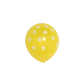 25 Pack | 12inch Yellow & White Fun Polka Dot Latex Party Balloons