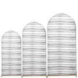 Set of 3 | White Rustic Wood Plank Pattern Spandex Fitted Chiara Backdrop Stand Cover