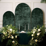 Set of 3 Emerald Green Crushed Velvet Chiara Backdrop Stand Covers For Round Top Wedding Arches