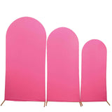 Set of 3 | Matte Fuchsia Spandex Fitted Chiara Backdrop Stand Cover For Round Top