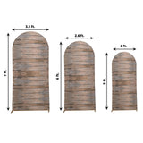 Set of 3 | Brown Rustic Wood Plank Pattern Spandex Fitted Chiara Backdrop Stand Cover