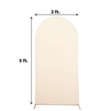 5ft Matte Beige Spandex Fitted Chiara Backdrop Stand Cover For Round Top Wedding Arch