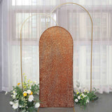 5ft Gold Shimmer Tinsel Spandex Chiara Backdrop Stand Cover Fitted Round Top Wedding Arch