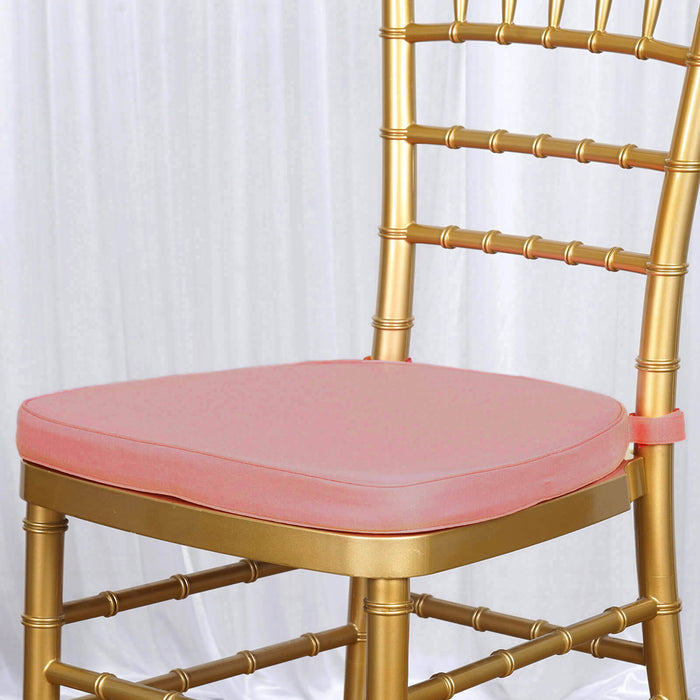 2inch Thick Dusty Rose Chiavari Chair Pad, Memory Foam Seat Cushion With Ties and Removable Cover