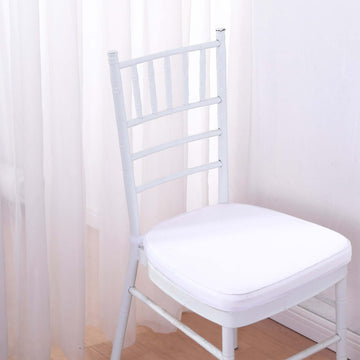 Chiavari Chair Cushion with 1.5" Thick Memory Foam and Ties White - Stylish Removable Cover for Comfort