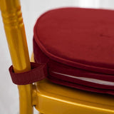 2inch Thick Burgundy Velvet Chiavari Chair Pad, Memory Foam Seat Cushion With Ties Removable Cover