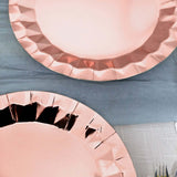 Geometric Metallic Rose Gold Foil Large Charger Paper Plates, Disposable Serving Party Plates